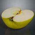 Fresh Yellow Apple Cut Open With Juicy Flesh And Core