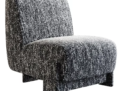 Modern Accent Chair with Black and White Textured Woven Fabric Design 3d model
