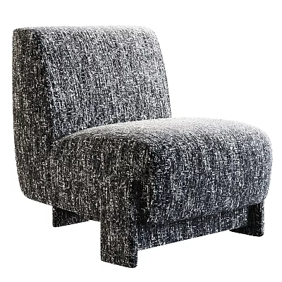 Modern Accent Chair with Black and White Textured Woven Fabric Design 3d model