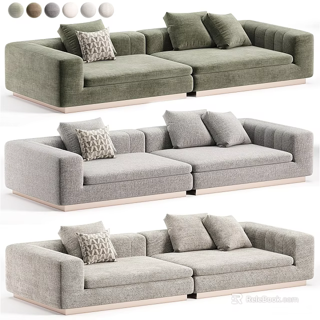 Modern Two Seater Sofa Design With Green And Gray Fabric Options And Decorative Cushions 3d model 