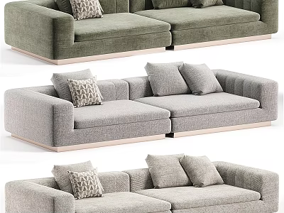 Modern Two Seater Sofa Design With Green And Gray Fabric Options And Decorative Cushions 3d model