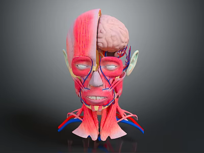 Medical Device Head Anatomical Model with Muscles Blood Vessels and Brain Structure 3d model