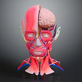 Medical Device Head Anatomical Model with Muscles Blood Vessels and Brain Structure