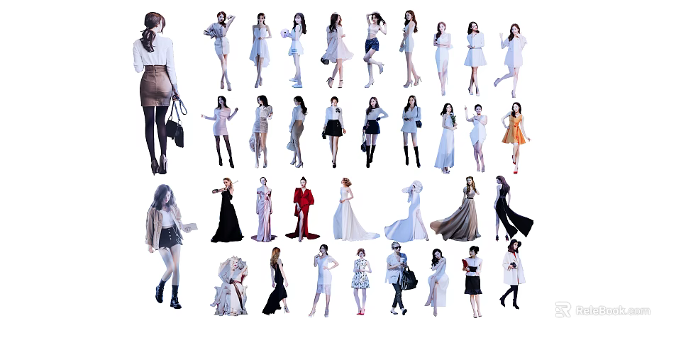 Multiple People Wearing Various Fashionable Outfits And Different Clothing Styles 3d model 