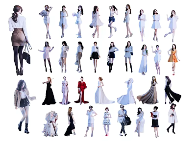 Multiple People Wearing Various Fashionable Outfits And Different Clothing Styles 3d model