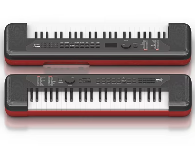 Two Portable Electronic Keyboards Musical Instruments With Black Red Design And Piano Keys 3d model