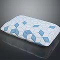 Modern White Pillow With Blue Hexagonal Geometric Patterns And Soft Texture 3d model