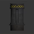 Industrial Cylindrical Metal Equipment With Yellow Black Warning Stripes And Top Lid