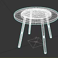 Round Wooden Table With Decorative Central Pattern And Three Legs Design 3d model