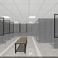 Modern Bathroom Interior Design With Shower Stalls Tiled Walls And Ceiling Lights