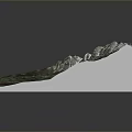 3D Mountain Terrain Model With Snowy Peaks Green Vegetation And Brown Landforms