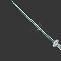Traditional Katana Weapon With Sharp Blade And Red White Striped Handle On Black Background