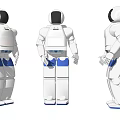 Smart Humanoid Robots With White Exterior And Blue Accents Displayed In Multiple Angles 3d model