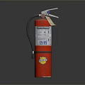 Industrial Red Fire Extinguisher With Metal Handle Hose And Safety Label