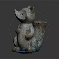 Raccoon Shaped Ceramic Flower Pot With Decorative Ornaments And Blue Base Design