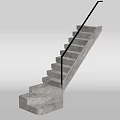 Modern Marble Staircase With Black Handrail And Minimalist Interior Design