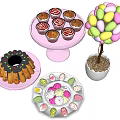 Festive Easter Dessert Display With Colorful Cupcakes Ring Cake Candy Eggs And Pastries