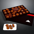 Assorted Chocolate Pieces In Opened Gift Box With White Plate And Various Shapes