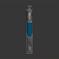 Futuristic 3D Rendered Metallic Pistol With Blue Accents And Glowing Elements