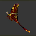 Colorful Butterfly With Red Yellow Purple Patterned Wings On Gray Background