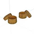 Old round wooden box old objects 3d model