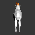 Low Poly White Goat Figure With Orange Horns Yellow Eyes And Black Background