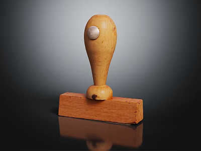 Handcrafted Wooden Stamp With Round Top And Square Base Design 3d model