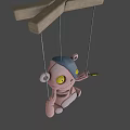 Game Movie Character Stitched Doll With Yellow Eyes Blue Half Face And Green Glowing Object