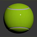 Green Tennis Ball Sports Equipment With White Stripes And Textured Surface