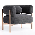 Beige Modern Minimalist Single Sofa with Fabric Upholstery Round Armrest and Metal Frame