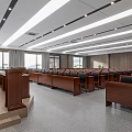 Spacious Conference Room With Rows Of Black Chairs Large Screen Ceiling Lights And Windows