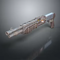 Futuristic Double Barrel Weapon With Detailed Metal Design And Tactical Features