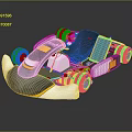 Futuristic Racing Car With Driver In Transparent Cockpit Blue Wheels And Solar Panel