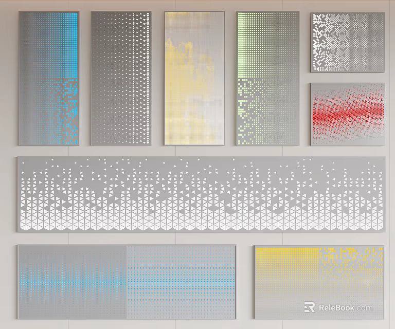 Decorative Background Wall Designs With Dot Textures Gradient Colors And Hexagon Patterns 3d model