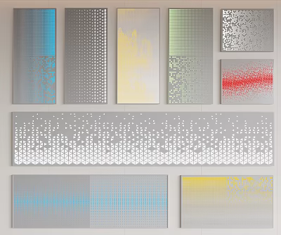 Decorative Background Wall Designs With Dot Textures Gradient Colors And Hexagon Patterns 3d model