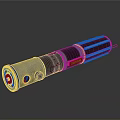 Sci Fi Detailed Metallic Weapon With Silver Black Cylindrical Design And Shiny Glowing Surface 3d model