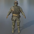 Man In Military Tactical Uniform With Helmet Tactical Vest And Protective Gear Standing
