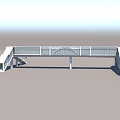 Modern Architectural Bridge Structure With Glass Facade And Connected Stair Segments 3d model