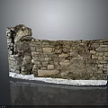 Natural Stone Wall Design Featuring Textured Blocks Various Sizes And Decorative White Base 3d model
