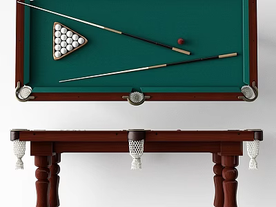 Professional Billiard Table Sports Equipment With Cues Balls Triangle Rack And Pockets 3d model