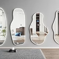 White Framed Mirrors in Different Shapes for Modern Interior Wall Decor 3d model