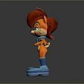 Anthropomorphic Fox Cartoon Character Red Fur Blue Eyes Blue Vest And Shoes Arms Outstretched