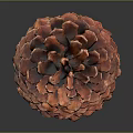 Natural Reddish Brown Pine Cone as Decorative Household Item with Distinct Scales on Dark Background