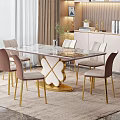 Light Luxury Dining Table and Chair Combination 3d model