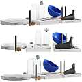 Decorative Ornament Set With Marble Tray Glass Vases Blue Bowl Candles And Books