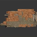 Detailed Ancient Ruin Model With Broken Red Brown Walls And Stone Pillars