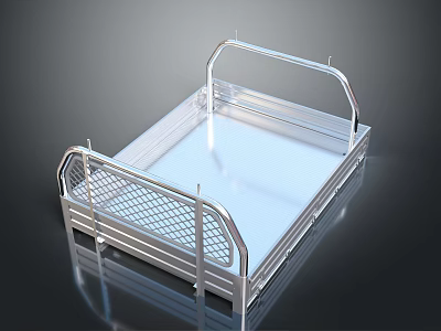 Sturdy Metal Rectangular Storage Platform With Grid Railings For Household Organizing 3d model