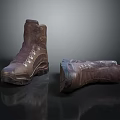 Brown Work Boots With Metallic Buckles Thick Soles And Durable Design 3d model
