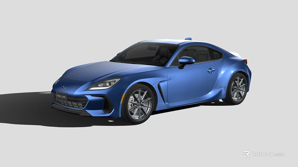 Blue Sports Coupe With Sleek Exterior Design And Alloy Wheels On White 3d model 