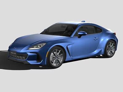 Blue Sports Coupe With Sleek Exterior Design And Alloy Wheels On White 3d model